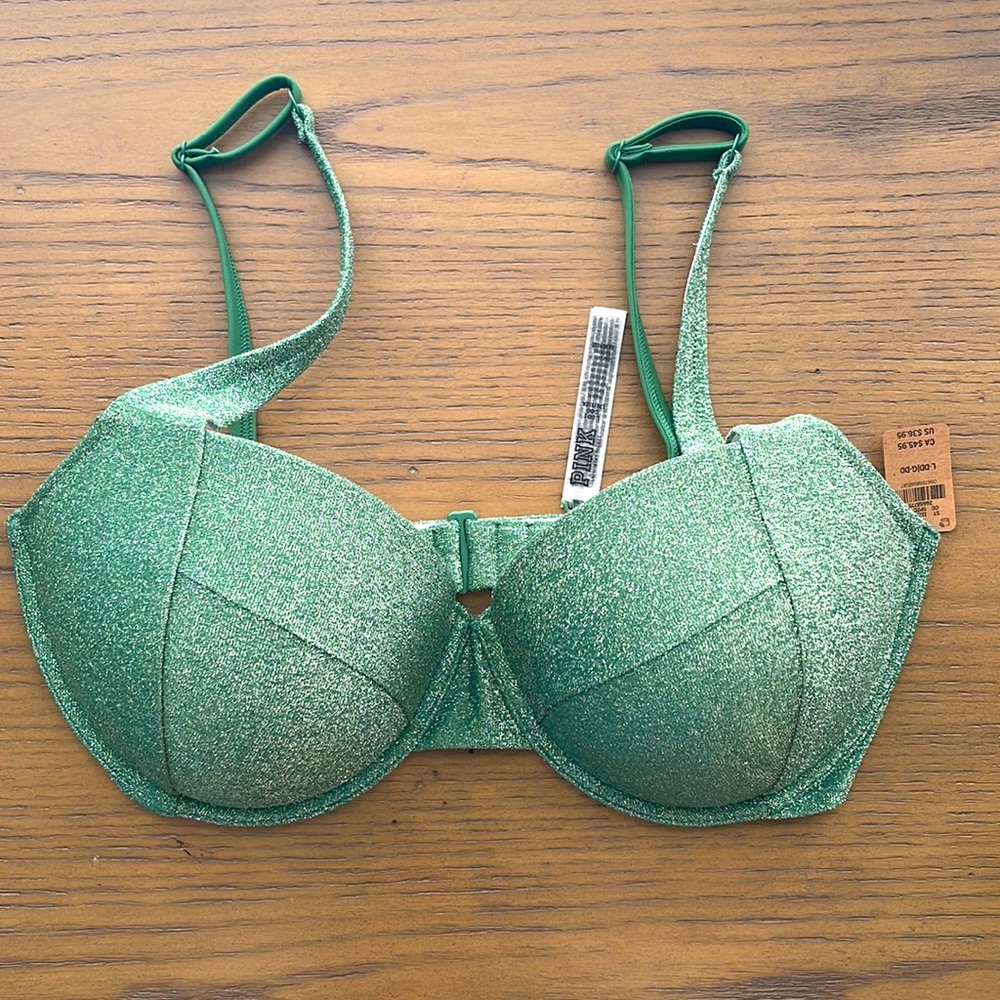 VS PINK SHIMMER PUSH-UP BIKINI TOP L-DD